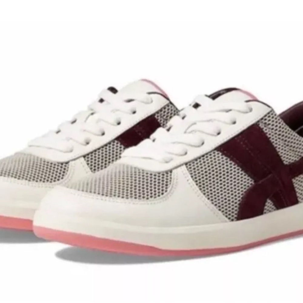 Tory Burch Hank Court Leather Sneaker Cream Plumb 141316 Women’s Size 10M